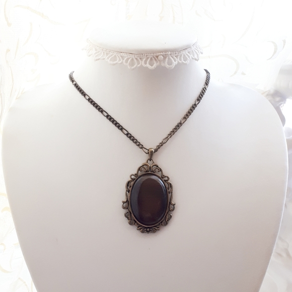 Vintage victorian revival brown moonglow pendant - Picture 3 of 11